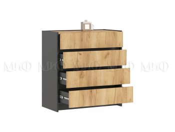 Комод 4ящ. Остин крафт/графит (Миф) в Первоуральске - pervouralsk.mebel-e96.ru