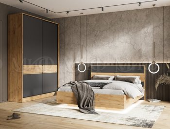 Кровать парящая Роджина крафт/графит (Миф) в Первоуральске - pervouralsk.mebel-e96.ru
