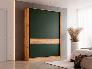 Шкаф-купе 1800 мм Роджина крафт/изумрудный (Миф) в Первоуральске - pervouralsk.mebel-e96.ru | фото