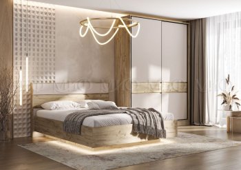 Спальный гарнитур Роджина крафт серый/кашемир, модульный (Миф) в Первоуральске - pervouralsk.mebel-e96.ru