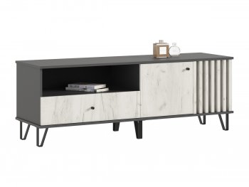 Тумба ТВ (1500) Роджина крафт белый/графит (Миф) в Первоуральске - pervouralsk.mebel-e96.ru