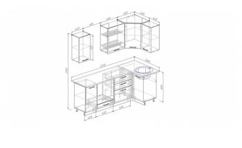 Угловой кухонный гарнитур Жемчуг 2200*1000 мм в Первоуральске - pervouralsk.mebel-e96.ru