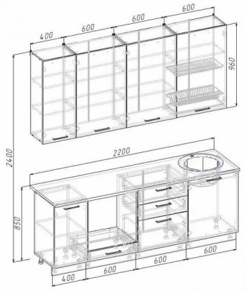 Кухонный гарнитур Муссон 2200 мм в Первоуральске - pervouralsk.mebel-e96.ru