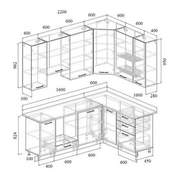 Угловой кухонный гарнитур Роза 2200*1600 мм Sanvut в Первоуральске - pervouralsk.mebel-e96.ru