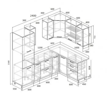 Угловой кухонный гарнитур Роза 2400*1600 мм Sanvut в Первоуральске - pervouralsk.mebel-e96.ru