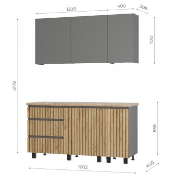 Кухонный гарнитур Шерлок 1600 мм (БТС) в Первоуральске - pervouralsk.mebel-e96.ru