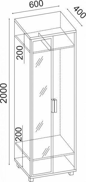 Шкаф 600 с зеркалом West (Риннер) в Первоуральске - pervouralsk.mebel-e96.ru