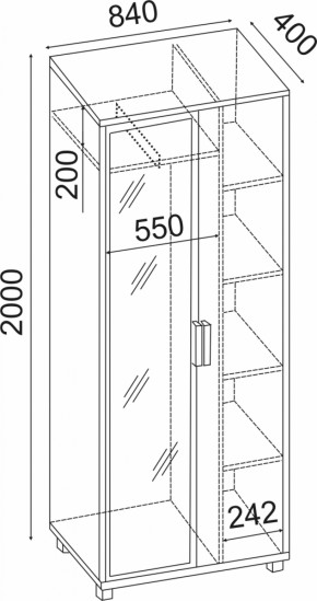 Шкаф 800 с зеркалом West (Риннер) в Первоуральске - pervouralsk.mebel-e96.ru