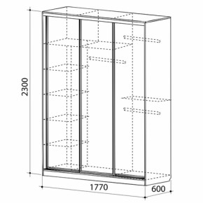 Шкаф-купе Бассо 1-600 (полки слева) в Первоуральске - pervouralsk.mebel-e96.ru