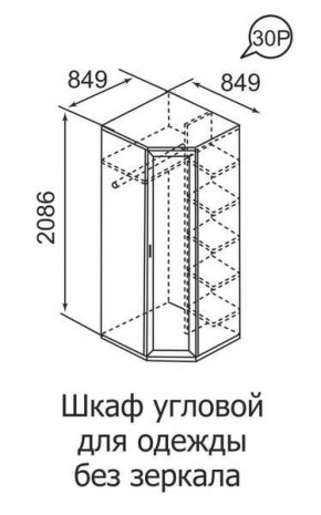 Шкаф угловой для одежды Ника-Люкс 30 без зеркал в Первоуральске - pervouralsk.mebel-e96.ru