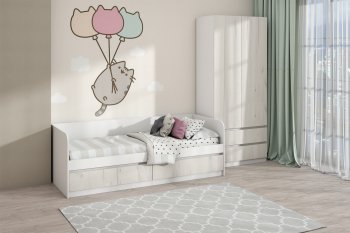 Кровать Соната 900 белый/крафт белый (Зарон) в Первоуральске - pervouralsk.mebel-e96.ru