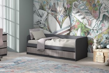 Кровать Соната 900 графит/крафт серый (Зарон) в Первоуральске - pervouralsk.mebel-e96.ru