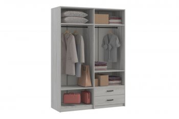 Шкаф 1500 мм  4-х ств. с зеркалом 2 ящ. SVETLANA LOFT, сосна белая (Генезис) в Первоуральске - pervouralsk.mebel-e96.ru