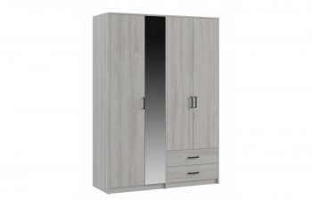 Шкаф 1500 мм  4-х ств. с зеркалом 2 ящ. SVETLANA LOFT, сосна белая (Генезис) в Первоуральске - pervouralsk.mebel-e96.ru