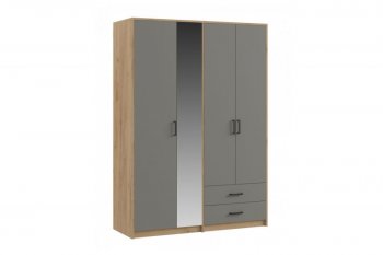 Шкаф 1500 мм  4-х ств. с зеркалом 2 ящ. SVETLANA LOFT, Дуб золотой/Серый (Генезис) в Первоуральске - pervouralsk.mebel-e96.ru