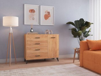 Комод-Тумба (1дв,4ящ) SVETLANA LOFT, дуб золотой (Генезис) в Первоуральске - pervouralsk.mebel-e96.ru