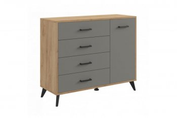 Комод-Тумба (1дв,4ящ) SVETLANA LOFT, дуб золотой/серый (Генезис) в Первоуральске - pervouralsk.mebel-e96.ru