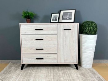 Комод-Тумба (1дв,4ящ) SVETLANA LOFT, сосна белая (Генезис) в Первоуральске - pervouralsk.mebel-e96.ru