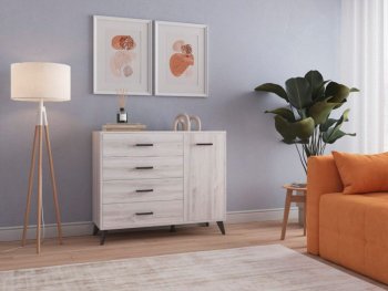 Комод-Тумба (1дв,4ящ) SVETLANA LOFT, сосна белая (Генезис) в Первоуральске - pervouralsk.mebel-e96.ru