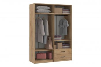 Шкаф 1500 мм  4-х ств. с зеркалом 2 ящ. SVETLANA LOFT, дуб золотой (Генезис) в Первоуральске - pervouralsk.mebel-e96.ru