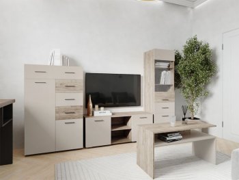 Тумба ТВ Турин ЛДСП крафт серый/кашемир (ВВР) в Первоуральске - pervouralsk.mebel-e96.ru