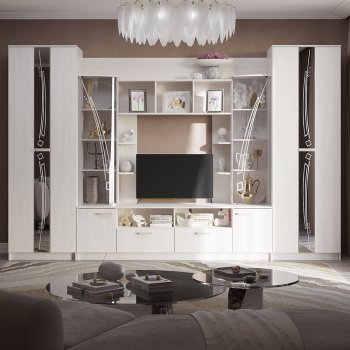 Стенка Венеция ясень белый (БТС) в Первоуральске - pervouralsk.mebel-e96.ru